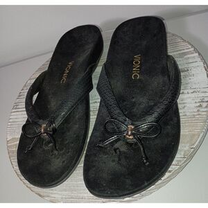 VIONIC, Black Flip Flop with Bow, Woman Size 11